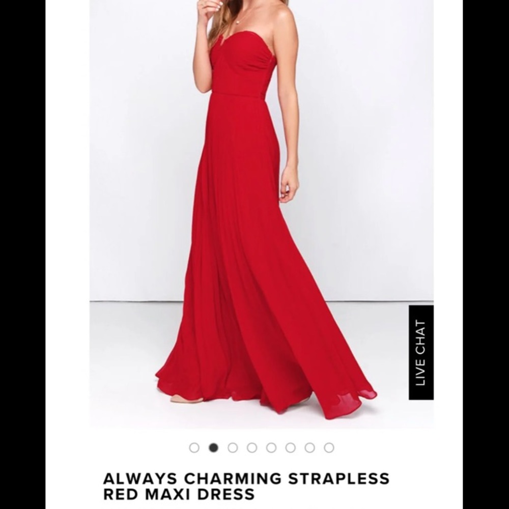 Lulu’s Red Pleated Strapless Dress
